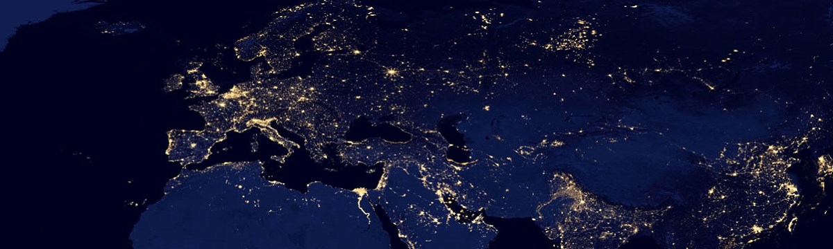 satellite view of earth at night