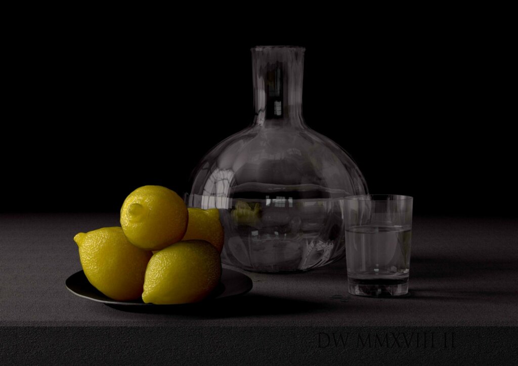 Lemons glass vase